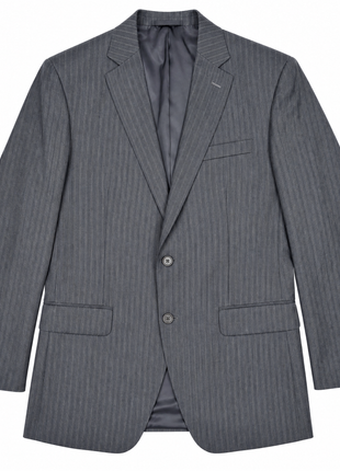 Santorelli Mens Gray Chalk Stripe Half Canvassed Notch Lapel Classic Fit 2-Button Wool Suit  - 40R