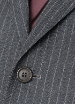 Santorelli Mens Gray Chalk Stripe Half Canvassed Notch Lapel Classic Fit 2-Button Wool Suit  - 40R