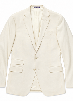 Ralph Lauren Purple Label Solid Ivory Notch Lapel Slim Fit 2-Button Silk Suit - 38R