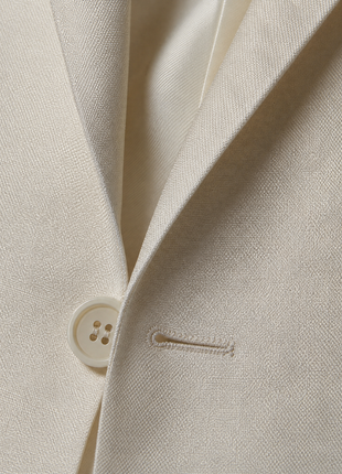 Ralph Lauren Purple Label Solid Ivory Notch Lapel Slim Fit 2-Button Silk Suit - 38R