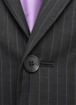 Isaia Mens Drop 8 Charcoal Pinstripe Wool Slim Fit 2-Button Suit - 38R