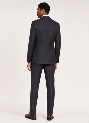 Isaia Mens Drop 8 Charcoal Pinstripe Wool Slim Fit 2-Button Suit - 38R