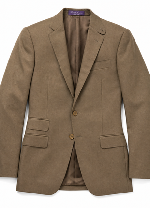 Ralph Lauren Purple Label Solid Brown Notch Lapel Slim Fit 3-Piece Silk Suit - 38R