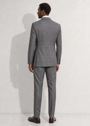 Corneliani Mens Gray Glen Plaid Notch Lapels Classic Fit 2-Button Wool Suit - 40R