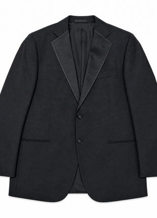 Luigi Bianchi Mantova Solid Black Satin Notch Lapel Classic Fit 2-Button Tuxedo - 48R