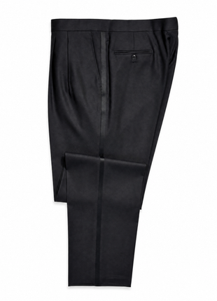 Luigi Bianchi Mantova Solid Black Satin Notch Lapel Classic Fit 2-Button Tuxedo - 48R