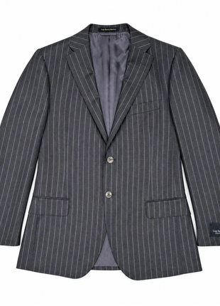 Luigi Bianchi Mantova Mens Charcoal Stripe Notch Lapel Classic Fit 2-Button Wool Suit - 40L