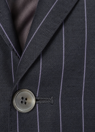 Luigi Bianchi Mantova Mens Charcoal Stripe Notch Lapel Classic Fit 2-Button Wool Suit - 40L