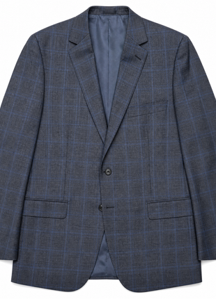 Luciano Bardelli Mens Charcoal Windowpane Notch Lapel Classic Fit 2-Button Wool Cashmere Suit - 50L