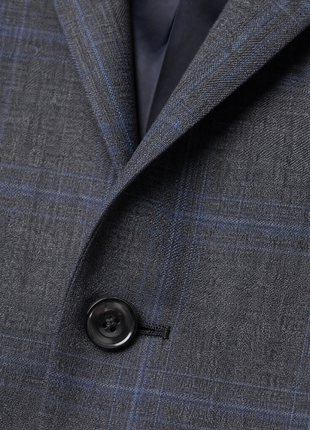 Luciano Bardelli Mens Charcoal Windowpane Notch Lapel Classic Fit 2-Button Wool Cashmere Suit - 50L