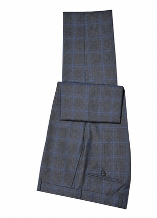 Luciano Bardelli Mens Charcoal Windowpane Notch Lapel Classic Fit 2-Button Wool Cashmere Suit - 50L