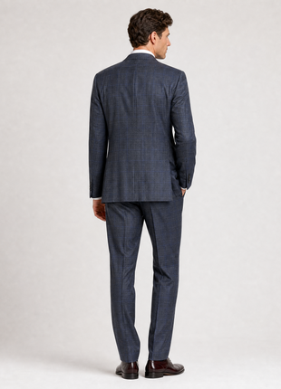 Luciano Bardelli Mens Charcoal Windowpane Notch Lapel Classic Fit 2-Button Wool Cashmere Suit - 50L