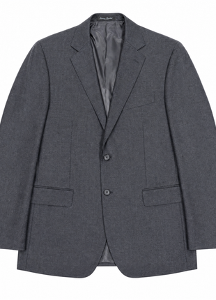 Luciano Bardelli Mens Charcoal Textured Notch Lapel Classic Fit 2-Button Wool Cashmere Suit - 42L