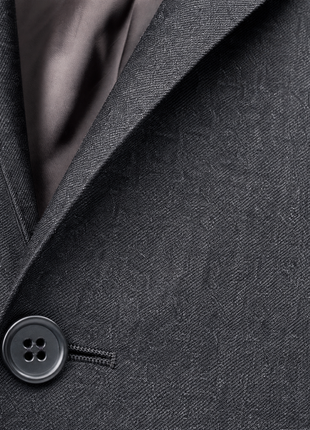 Luciano Bardelli Mens Charcoal Textured Notch Lapel Classic Fit 2-Button Wool Cashmere Suit - 42L