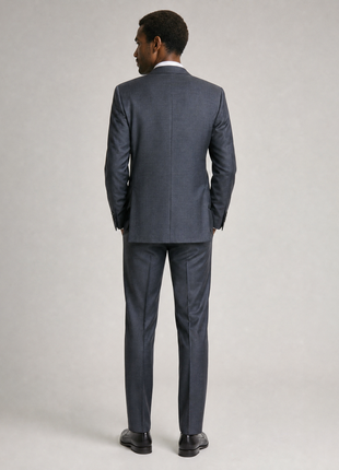 Luciano Bardelli Mens Charcoal Textured Notch Lapel Classic Fit 2-Button Wool Cashmere Suit - 42L