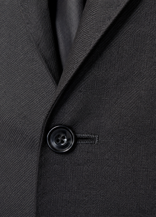 Luciano Bardelli Dark Charcoal Shadow Stripe Notch Lapel Classic Fit 2-Button Australian Wool Suit - 40R