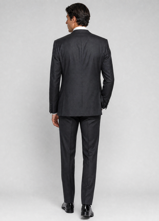 Luciano Bardelli Dark Charcoal Shadow Stripe Notch Lapel Classic Fit 2-Button Australian Wool Suit - 40R