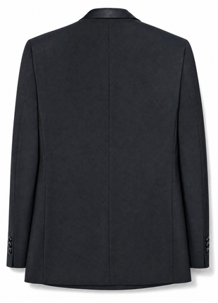Luciano Bardelli Solid Black Satin Notch Lapel Classic Fit 2-Button Australian Wool Tuxedo - 44R