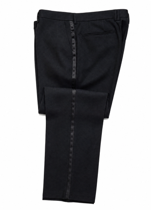 Luciano Bardelli Solid Black Satin Notch Lapel Classic Fit 2-Button Australian Wool Tuxedo - 44R