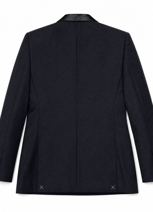 Bresciani Solid Black Satin Notch Lapel Classic Fit 2-Button Wool Tuxedo - 42S