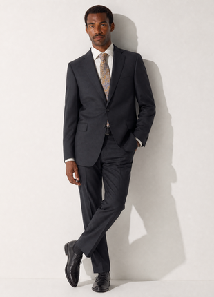 Cerruti 1881 Charcoal Black Twill Weave 100% Wool Classic Fit 2- Button Suit 48R