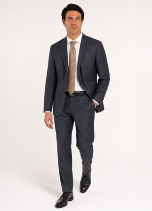 Cerruti 1881 Dark Gray Twill Weave 100% Wool Classic Fit 2-Button Suit 48R