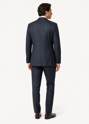 Bresciani Charcoal Textured Notch Lapel Classic Fit 2-Button Wool Suit - 42L