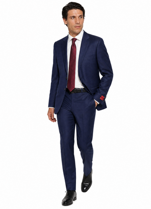 Bresciani Solid Navy Notch Lapel Slim Fit 2-Button Wool Suit - 40L