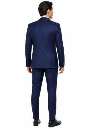 Bresciani Solid Navy Notch Lapel Slim Fit 2-Button Wool Suit - 40L