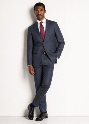 Napoli Charcoal Textured Notch Lapel Classic Fit 2-Button Wool Cashmere Suit - 40R
