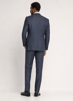 Napoli Charcoal Textured Notch Lapel Classic Fit 2-Button Wool Cashmere Suit - 40R