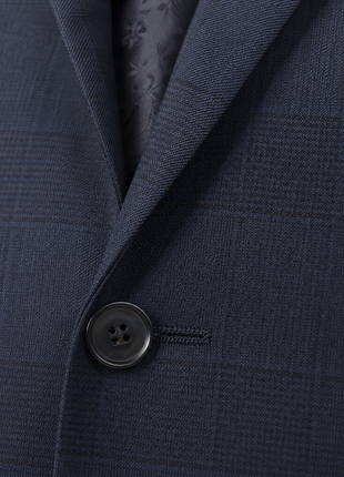 Roberto Cavalli Class Navy Blue Windowpane Wool Blend Classic Fit 2-Button Suit 42R