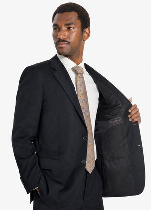Canali Charcoal Black Flannel Wool Cashmere Blend Classic Fit 3-Buttons Sport Coat 52R