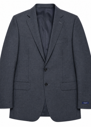 Napoli Dark Gray Textured Notch Lapel Classic Fit 2-Button Wool Suit - 40L