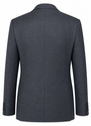 Napoli Dark Gray Textured Notch Lapel Classic Fit 2-Button Wool Suit - 40L