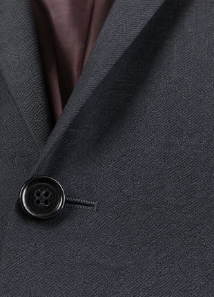 Napoli Dark Gray Textured Notch Lapel Classic Fit 2-Button Wool Suit - 40L