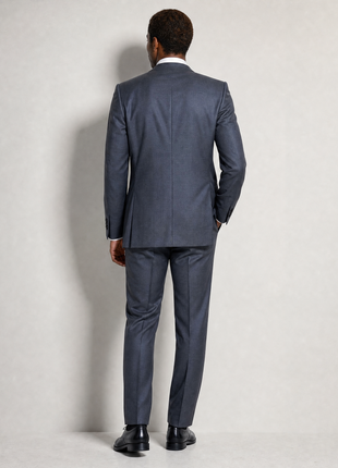 Napoli Dark Gray Textured Notch Lapel Classic Fit 2-Button Wool Suit - 40L