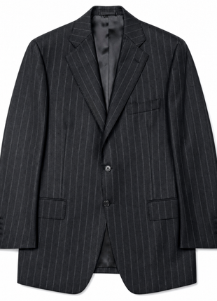 Cesare Attolini Black Pinstripe Peak Lapel Classic Fit 3-Button Wool Cashmere Suit - 46R