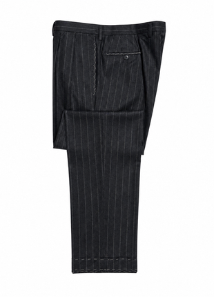 Cesare Attolini Black Pinstripe Peak Lapel Classic Fit 3-Button Wool Cashmere Suit - 44R
