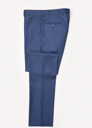 Napoli Blue Textured Notch Lapel Slim Fit 2-Button Wool Suit - 40L