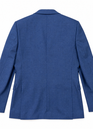 Napoli Blue Textured Notch Lapel Slim Fit 2-Button Wool Suit - 40L