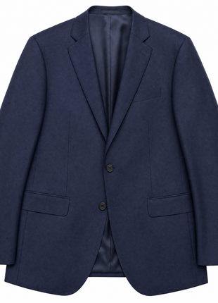 Napoli Solid Navy Blue Notch Lapel Classic Fit 2-Button Wool Suit - 40L