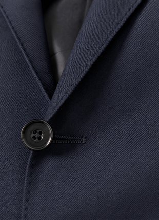 Napoli Solid Navy Blue Notch Lapel Classic Fit 2-Button Wool Suit - 40L