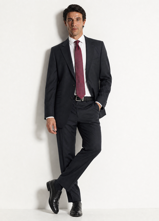 Napoli Black Tonal Stripe Peak Lapel Classic Fit 2-Button Wool Suit - 44L