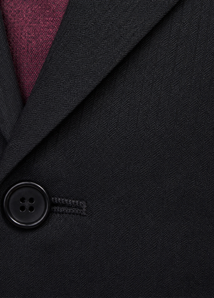 Napoli Black Tonal Stripe Peak Lapel Classic Fit 2-Button Wool Suit - 44L