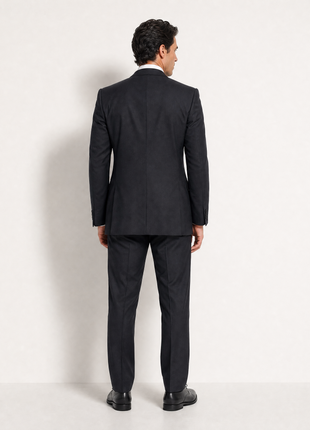 Napoli Black Tonal Stripe Peak Lapel Classic Fit 2-Button Wool Suit - 44L