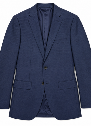 Napoli Navy Blue Tonal Check Notch Lapel Classic Fit 2-Button Wool Suit - 40L
