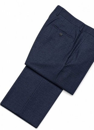 Napoli Navy Blue Tonal Check Notch Lapel Classic Fit 2-Button Wool Suit - 40L