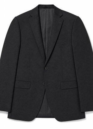 Napoli Solid Black Notch Lapel Slim Fit 2-Button Wool Cashmere Suit - 40R