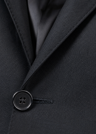 Napoli Solid Black Notch Lapel Slim Fit 2-Button Wool Cashmere Suit - 44R